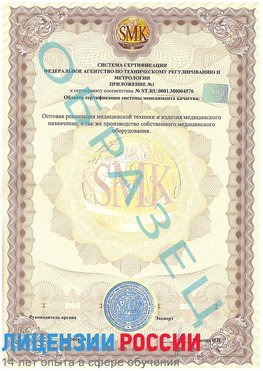 Образец сертификата соответствия (приложение) Сысерть Сертификат ISO 13485